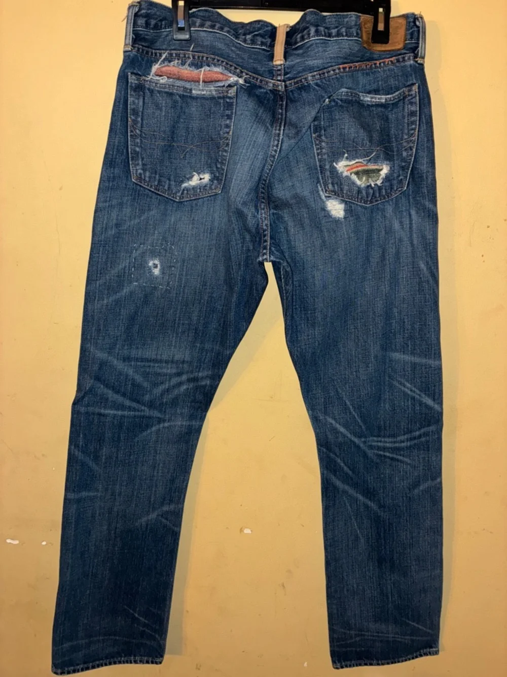 Polo by Ralph Lauren Blue Slim Straight Jeans with Multicolor Patchwork - Picture 4 of 5